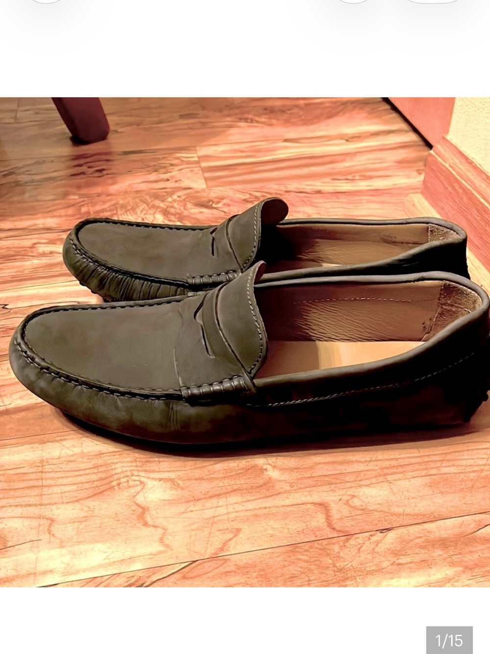 Jack Erwin Size 10 D slate gray nubuck driving loafer nubbed moccasin shoes EUC